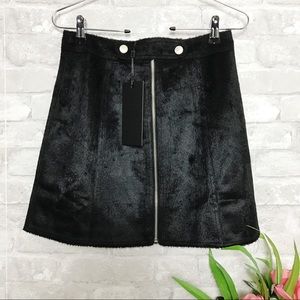 NWT Goldie Black Faux Pony Skin Short Mini Skirt Size XS